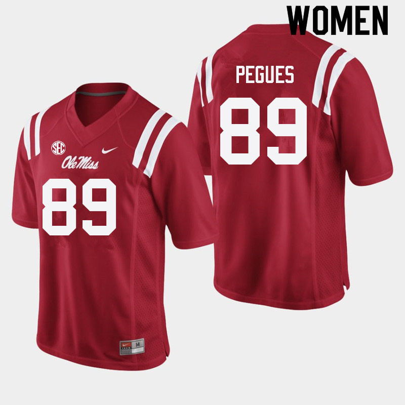 JJ Pegues Ole Miss Rebels NCAA Women's Red #89 Stitched Limited College Football Jersey BKN0258GK